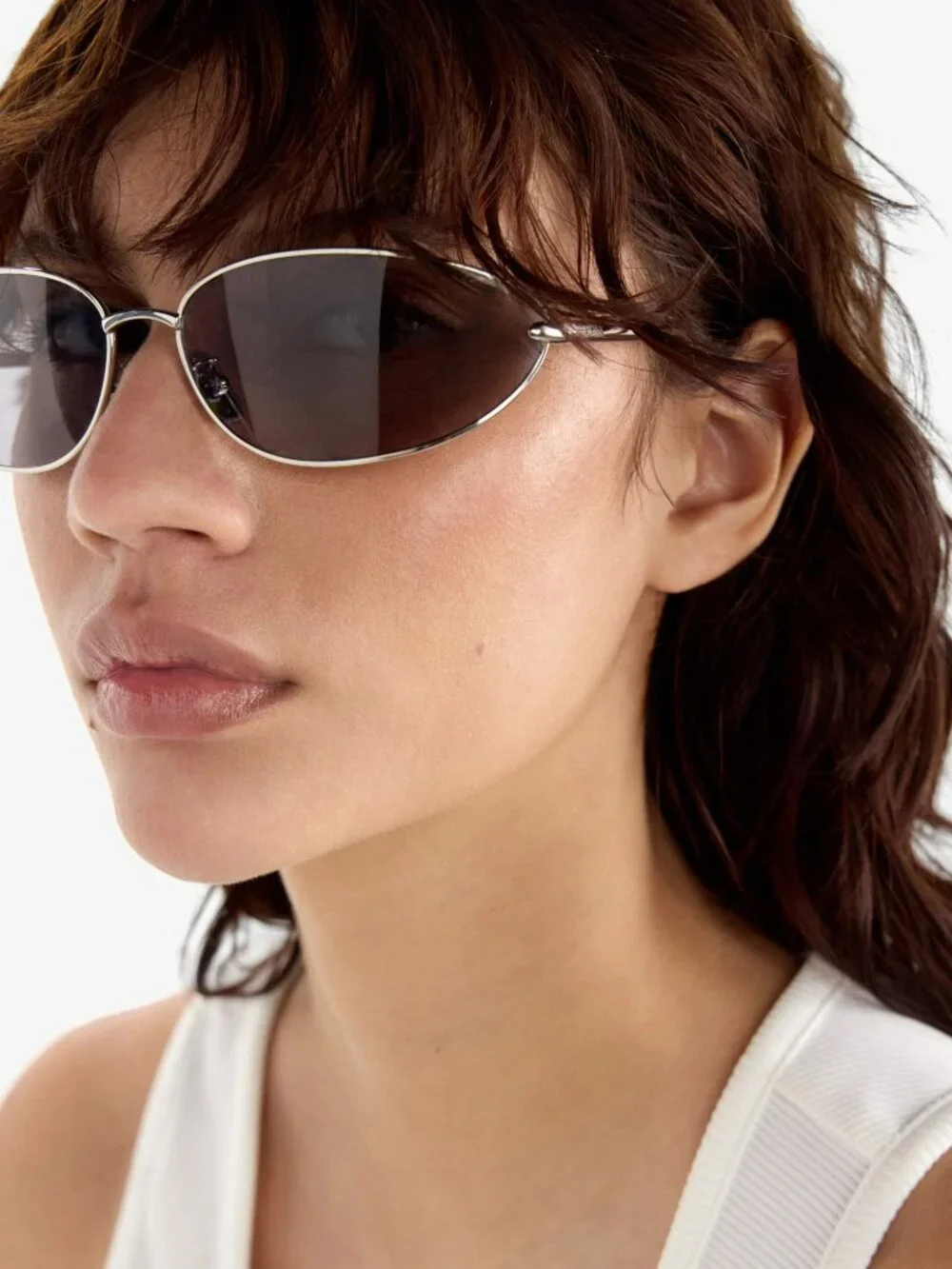 Loewe Women Sunglasses Silver Grey Wraparound LW40164U 16A NEW AUTHENTIC